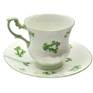 Royal‎ Dover Shamrock Pattern Fine Bone China Made in England Cup And Saucer Set